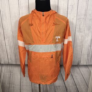 Joe College Men's Large Orange Tennessee Vols Half Zip Hooded Rain Jacket